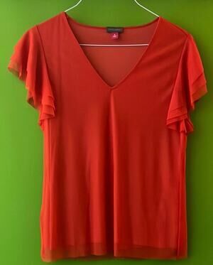Vince Camuto Orange Ruffled Flutter Sleeve Blouse Size XL